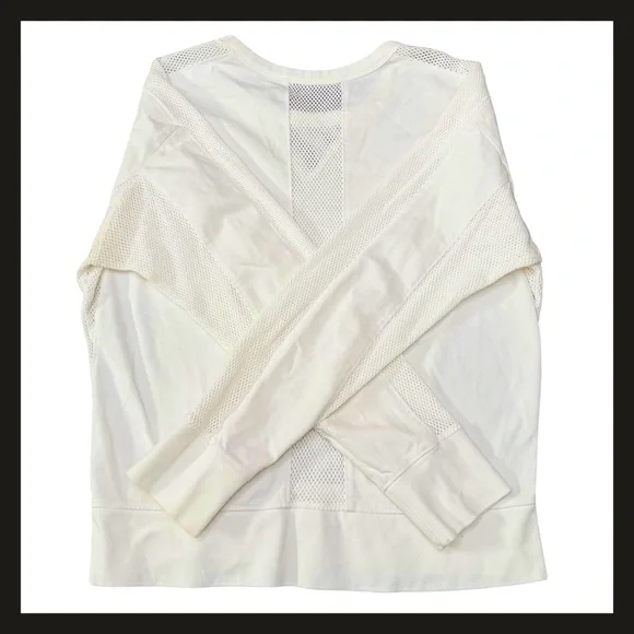 Athleta Rebalance Sweatshirt White Mesh Panel Long Sleeve Cotton Top  Small NWOT - Picture 9 of 14